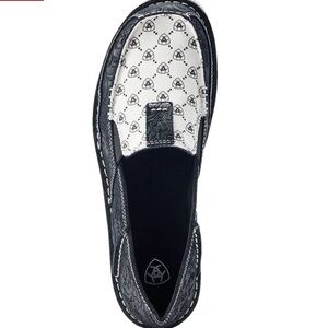 New Ariat Women's Cruiser Black Suede Emboss/Black and White Logo Print Size 8